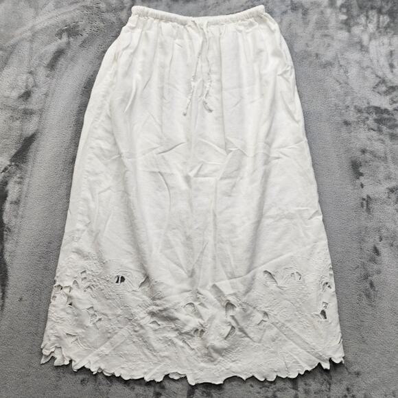 Universal Thread Skirt Women XS White Linen Blend Maxi Embroidered Cutout Casual - Picture 1 of 7